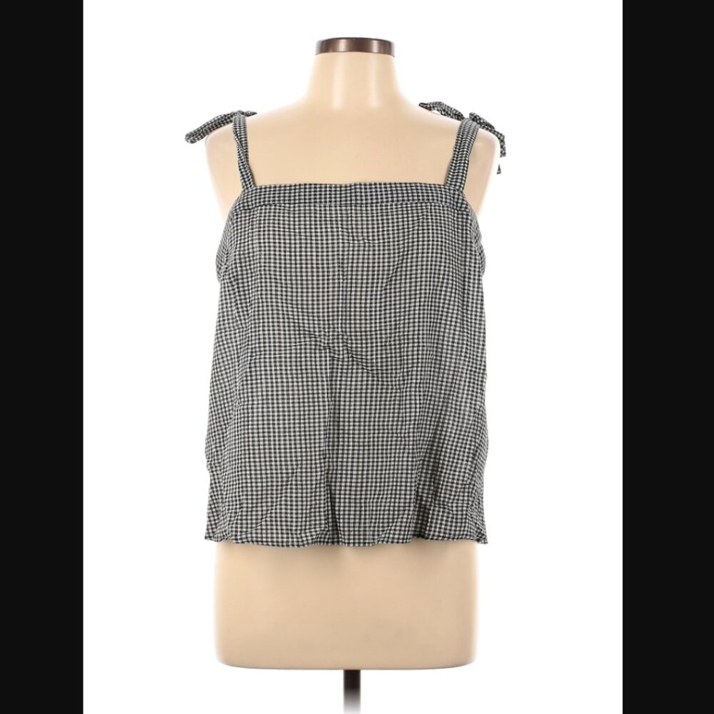 J. Crew Gingham Print Sleeveless Top with Ties at the Shoulders
